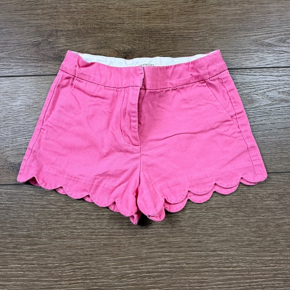 J. Crew Crewcuts Scallop Edge Chino Shorts Pink Sz 7 Button Closure Adjustable - Picture 1 of 10